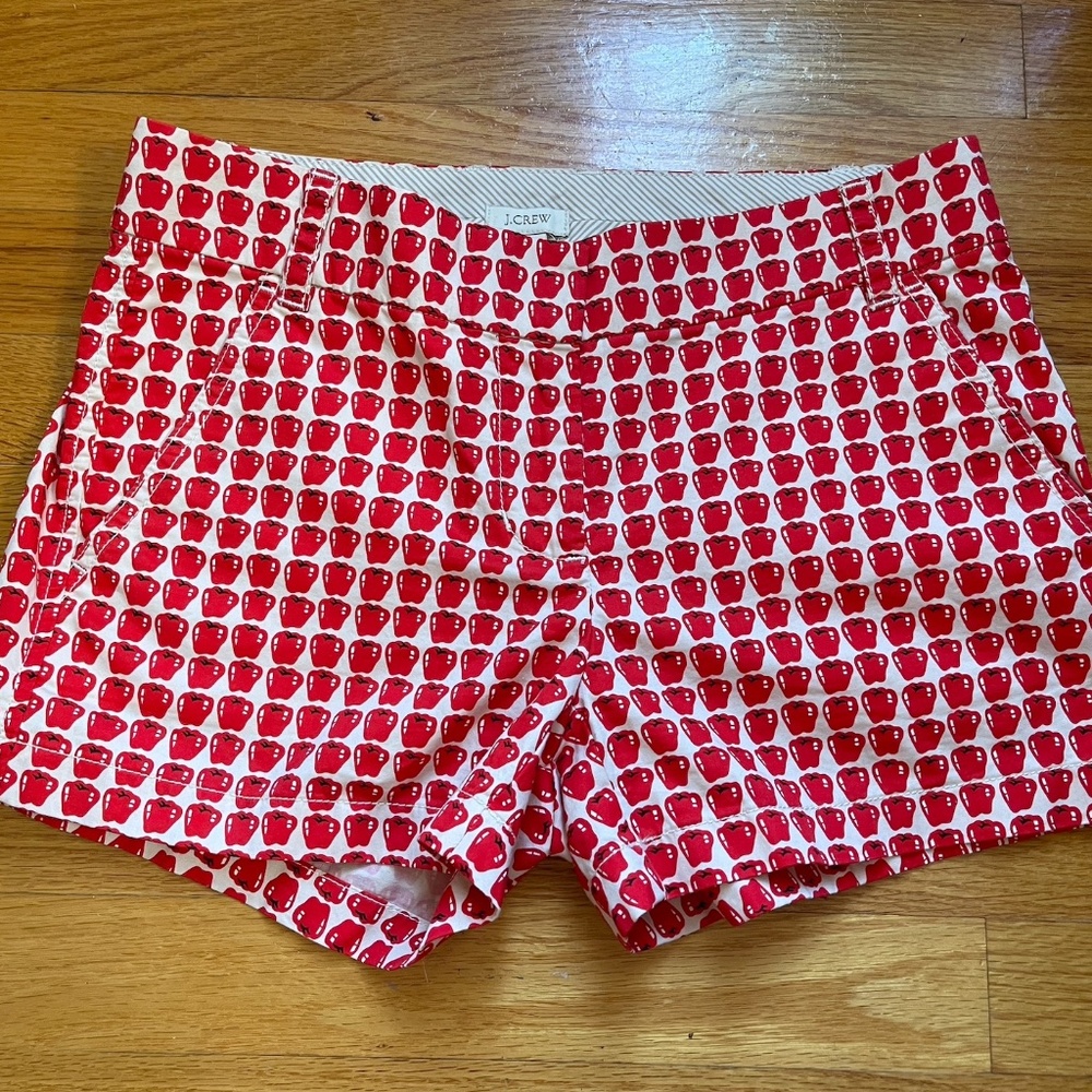 J. Crew 3" Cotton Shorts Size 0 Apple Print